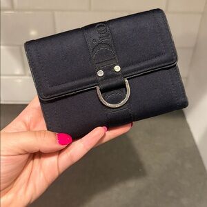 Christian Dior Compact Black Nylon & Leather Wallet